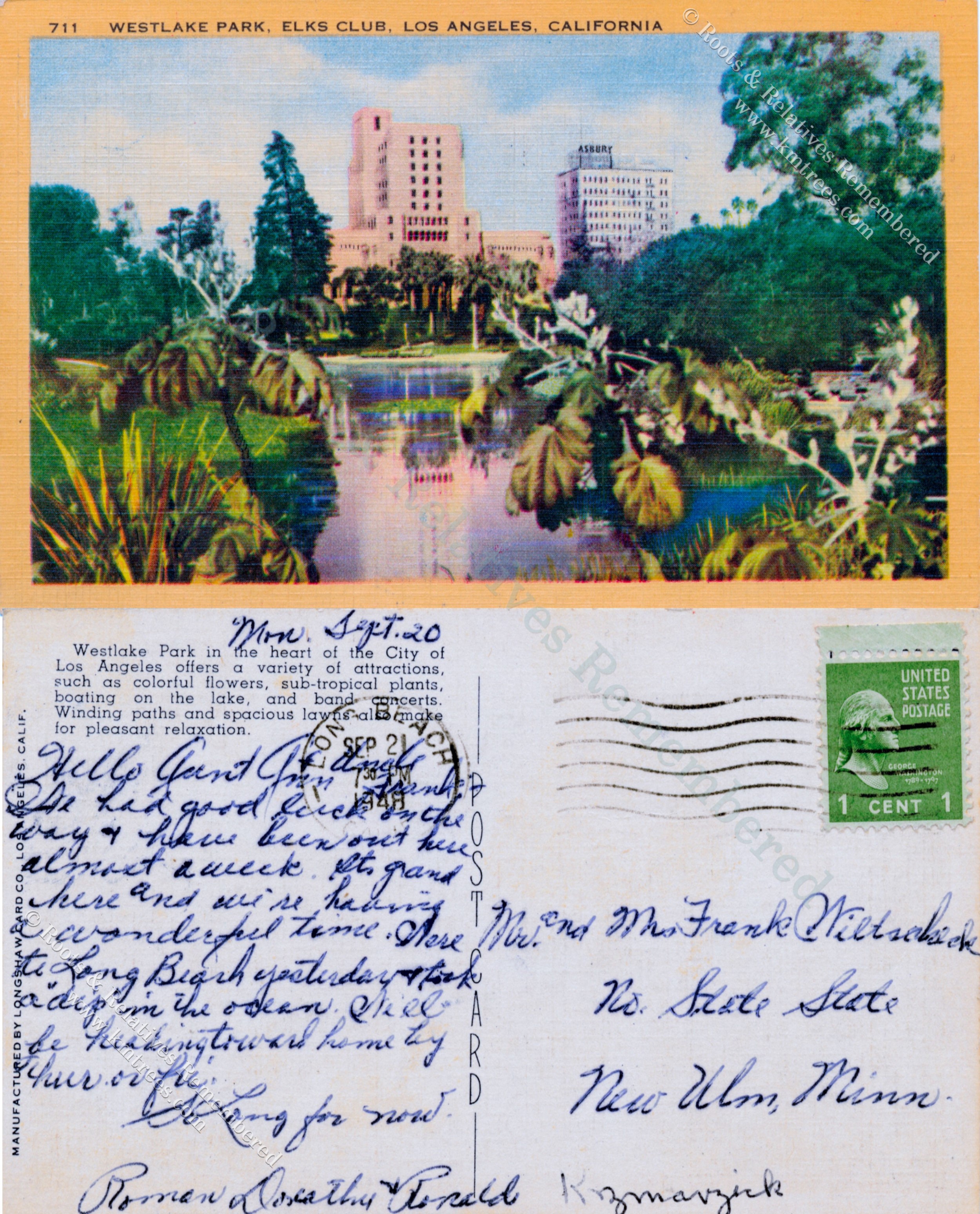19480921 Roman & Dorothy (Wiltscheck) Krzmarzick & Ron to Frank & Anna (Hillesheim) Wiltscheck 19480921 Roman & Dorothy (Wiltscheck) Krzmarzick & Ron to Frank & Anna (Hillesheim) Wiltscheck