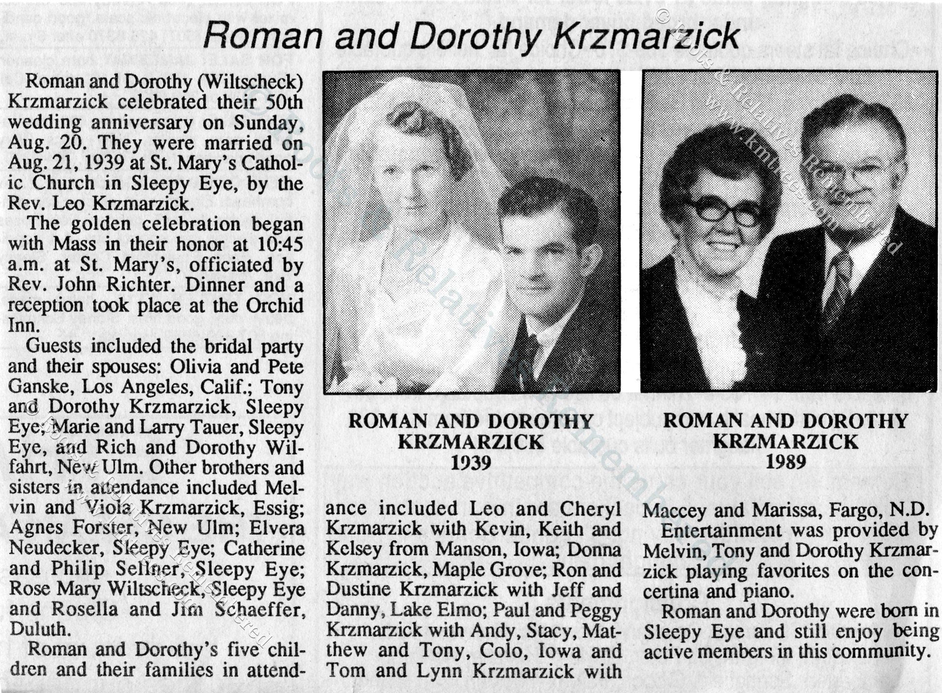 1989 50th Anniv--Roman & Dorothy (Wiltscheck) Krzmarzick